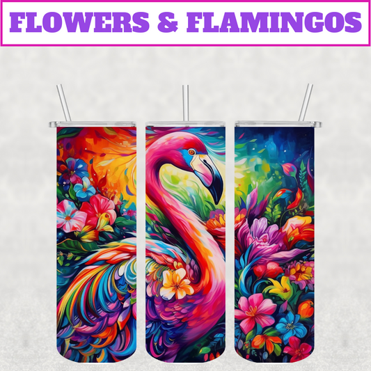 Flowers & Flamingos Stainless Steel Tumbler
