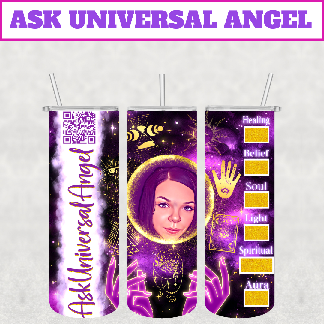 Customizable Psychic/Tarot Tumbler add Name,QR Code & Picture