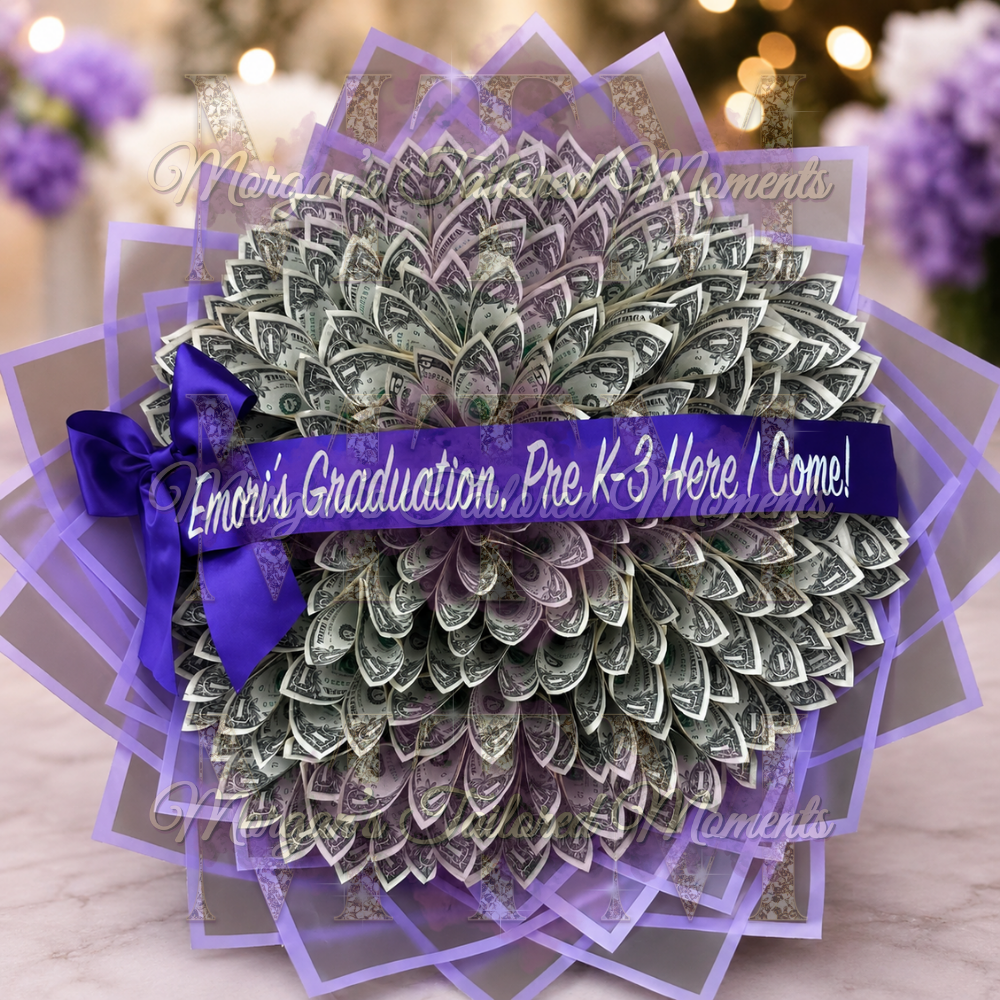 Luxury Money Bouquet – Custom Graduation, Birthday Cash Gift Arrangement (Processing Time 4-6 Business Days)