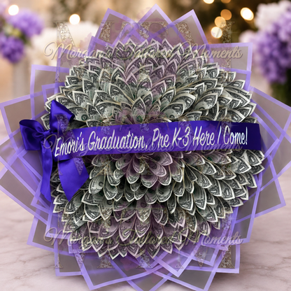 Luxury Money Bouquet – Custom Graduation, Birthday Cash Gift Arrangement (Processing Time 4-6 Business Days)