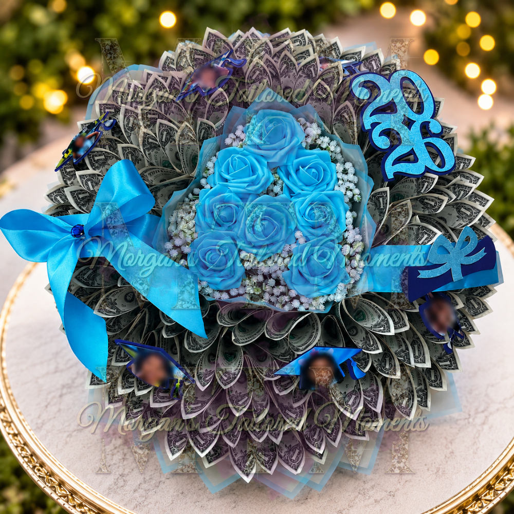 Luxury Money Bouquet – Custom Graduation, Birthday Cash Gift Arrangement (Processing Time 4-6 Business Days)