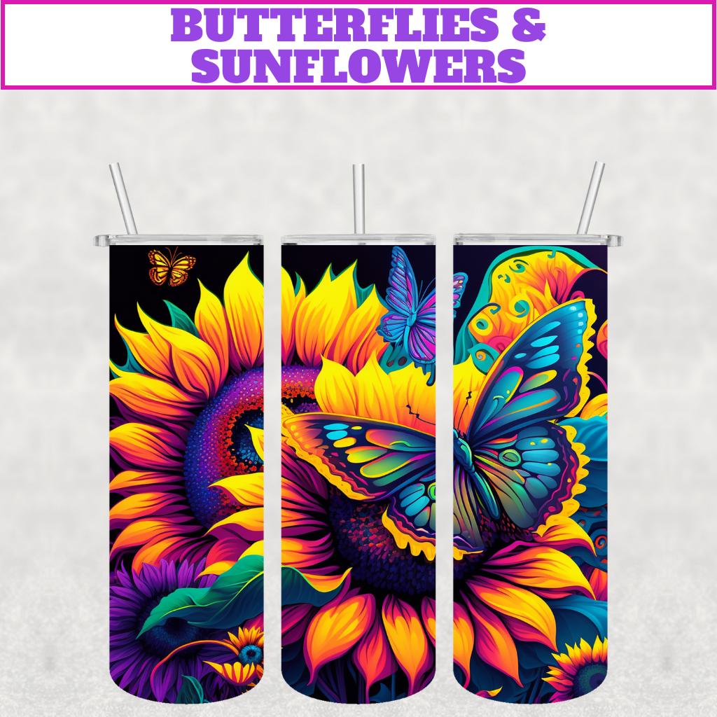 Butterflies & Sunflowers Stainless Steel Tumbler