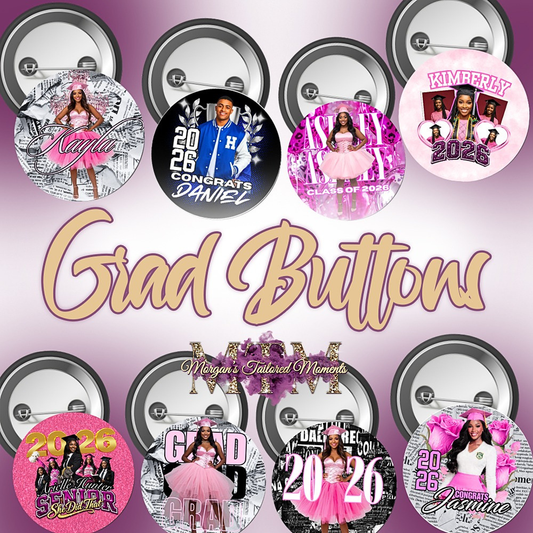 Custom Graduation Buttons 2026 | Personalized Photo Grad Pins | Senior Class Buttons