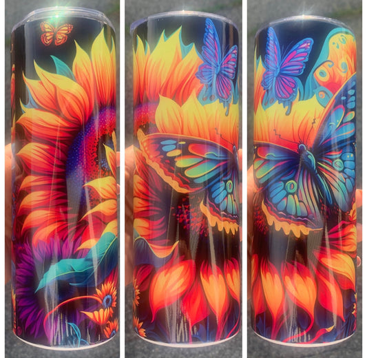 Butterflies & Sunflowers Stainless Steel Tumbler