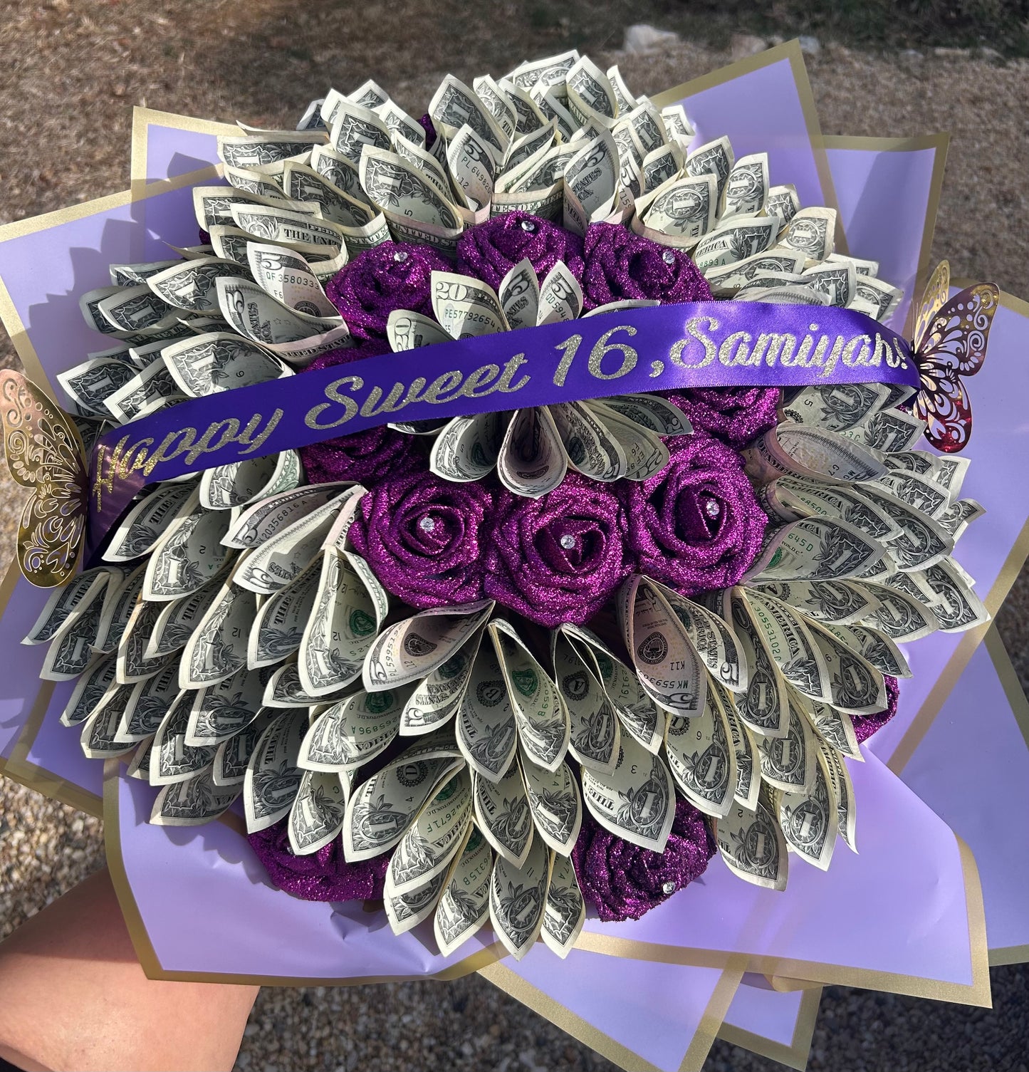 Luxury Money Bouquet – Custom Graduation, Birthday Cash Gift Arrangement (Processing Time 4-6 Business Days)