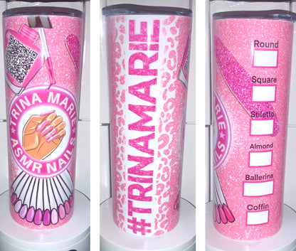 Customizable Nail Tech Tumbler add Name & QR Code